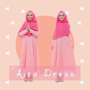 Gamis anak print pink set hijab