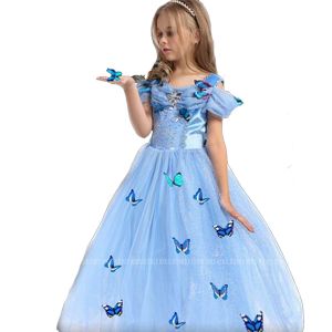 Costume princess dress B2W2 Cinderella butterfly biru